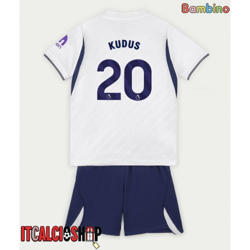 Tottenham Hotspur Mohammed Kudus #20 Prima Maglia Bambino 2026-27 Manica Corta (+ Pantaloni corti)